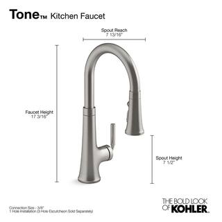 KOHLER Tone Single Handle Pull Down Sprayer Kitchen Faucet in Matte Black 23764-BL