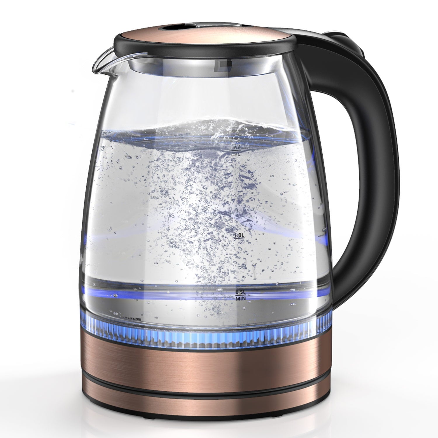 1.7L Glass Boiler Electric Tea Kettle with Blue LED Indicator Light