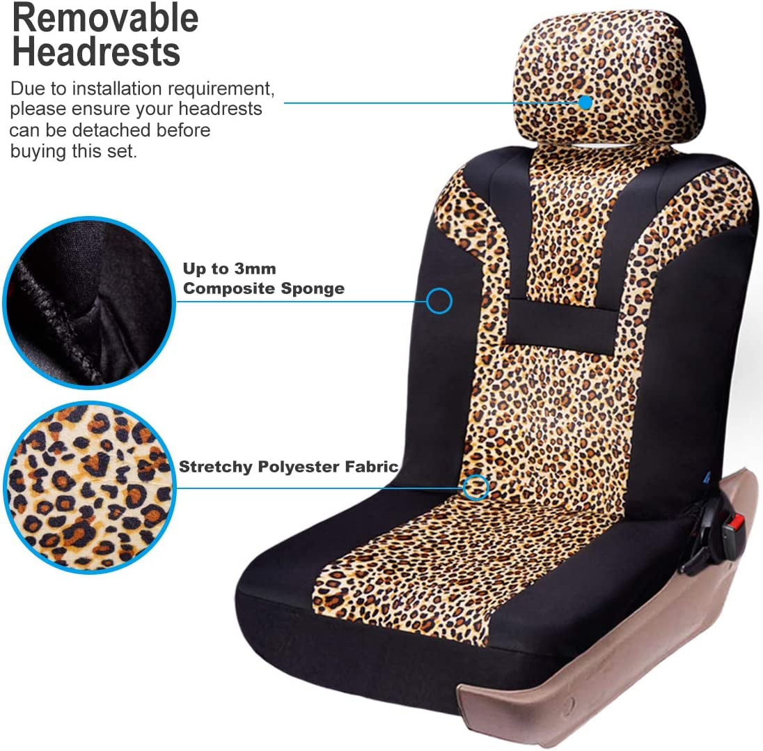 INFANZIA Leopard Car Seat Covers - Cheetah Pattern Integrated Auto Seat Cover Car Protector Interior Accessories， Airbag Compatible， Universal Fits for Cars， SUV， Truck