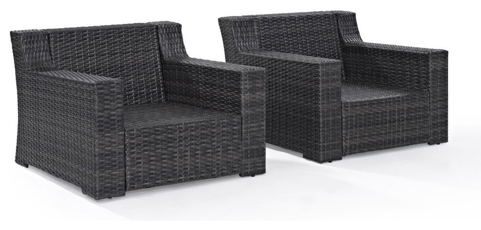 Beaufort Outdoor Wicker Seating With Mist Cushion  Set of 2   Tropical   Outdoor Lounge Chairs   by Virventures  Houzz