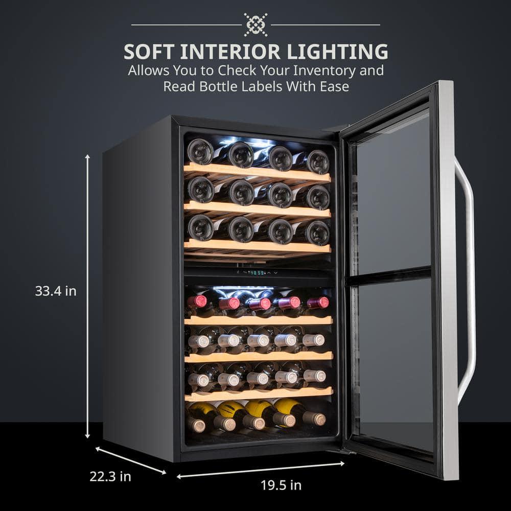 Ivation Wine Fridge Dual Zone Freestanding Wine Cooler with Lock 43 Bottles