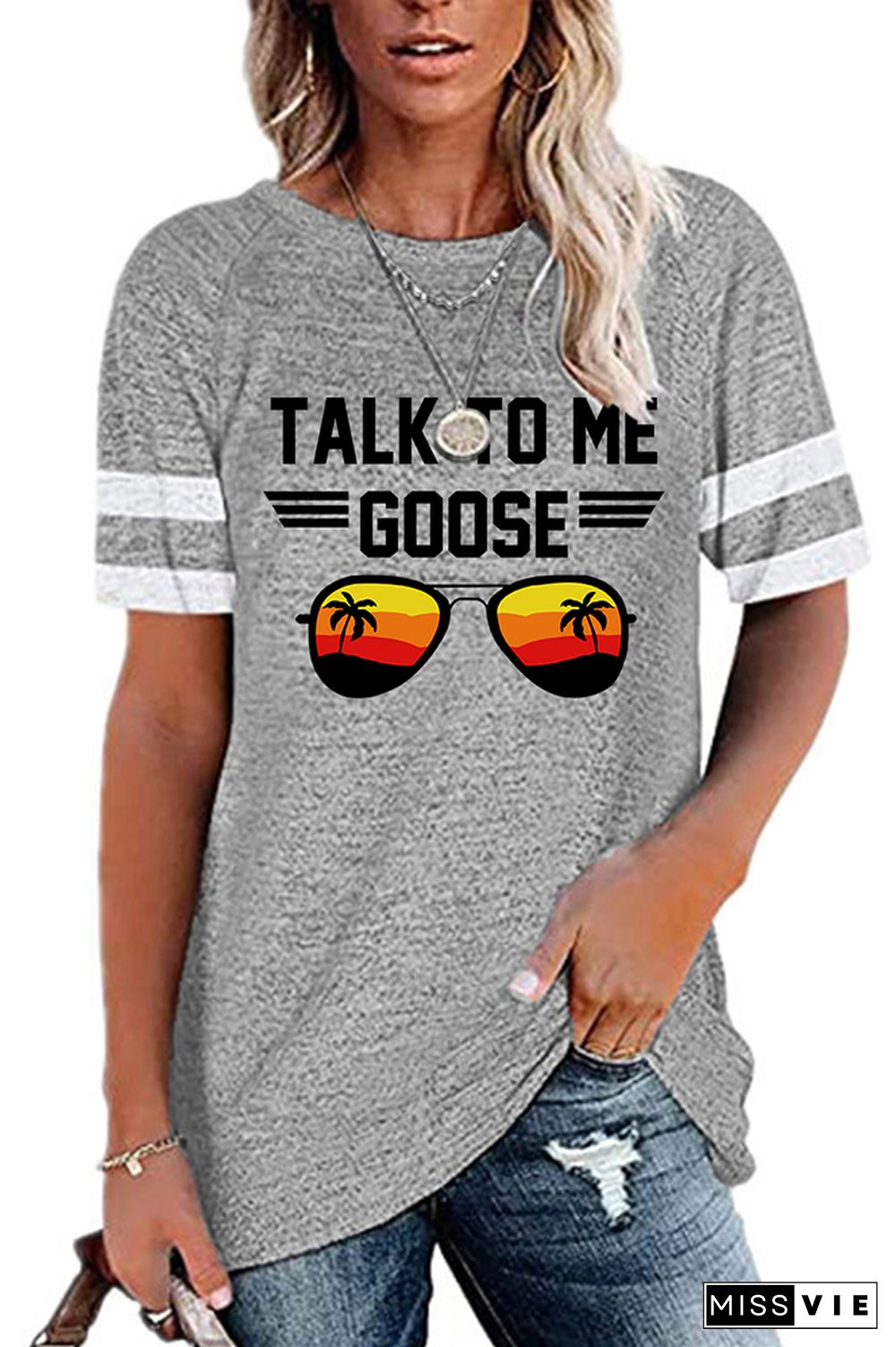 Talk To Me Goose Print Graphic Tees for Women Wholesale Short Sleeve T shirts Top