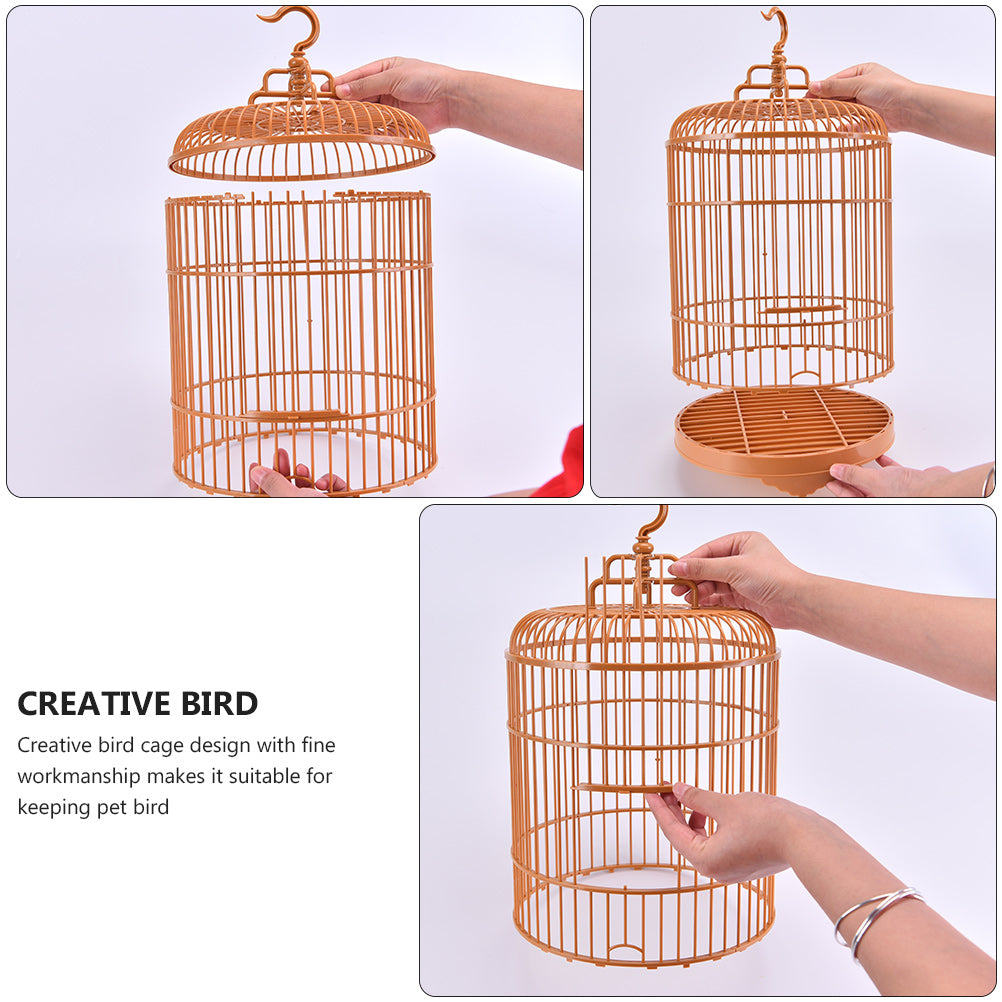 Frcolor Cage Bird Round Cages Parakeet Hanging Parrotplasticstand Small Parakeets Budgie Cage Travel Birdcage Lovebird