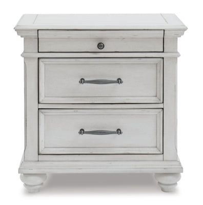 Ashley Three Drawer Nightstand in Distressed Whitewash Finish