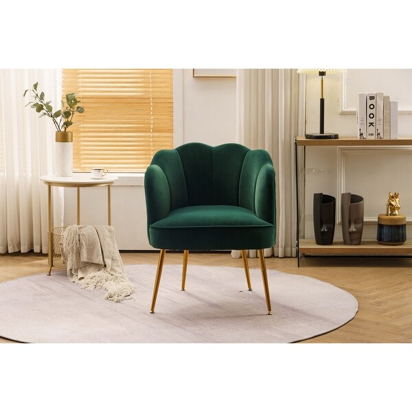 Shell shape velvet fabric Armchair accent chair with gold legs for living room and bedroom