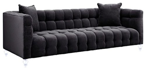 Bea Grey Velvet Sofa   Grey   Transitional   Sofas   by HedgeApple  Houzz