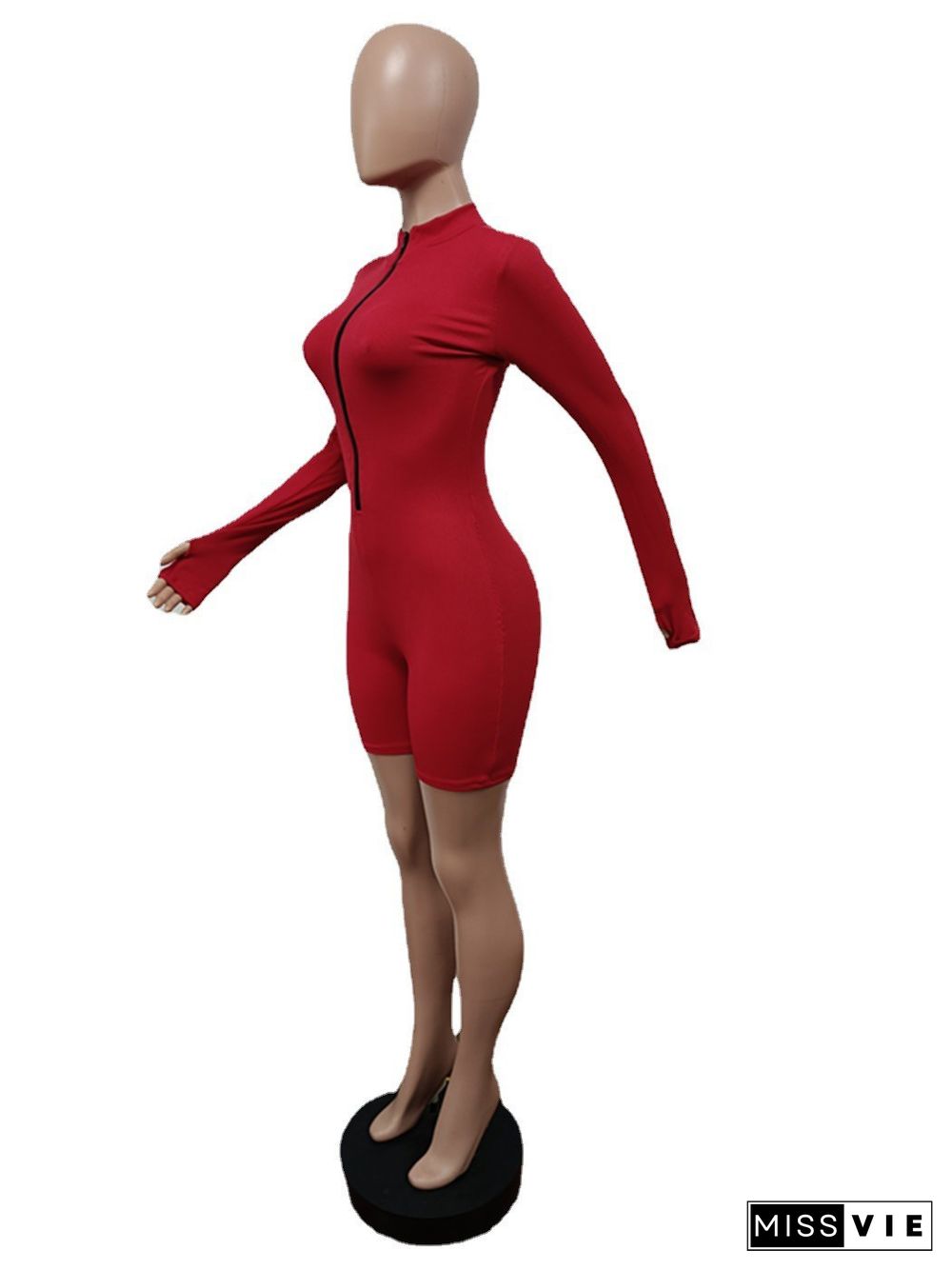 Solid Color Long Sleeve Fitness Stretch Rompers