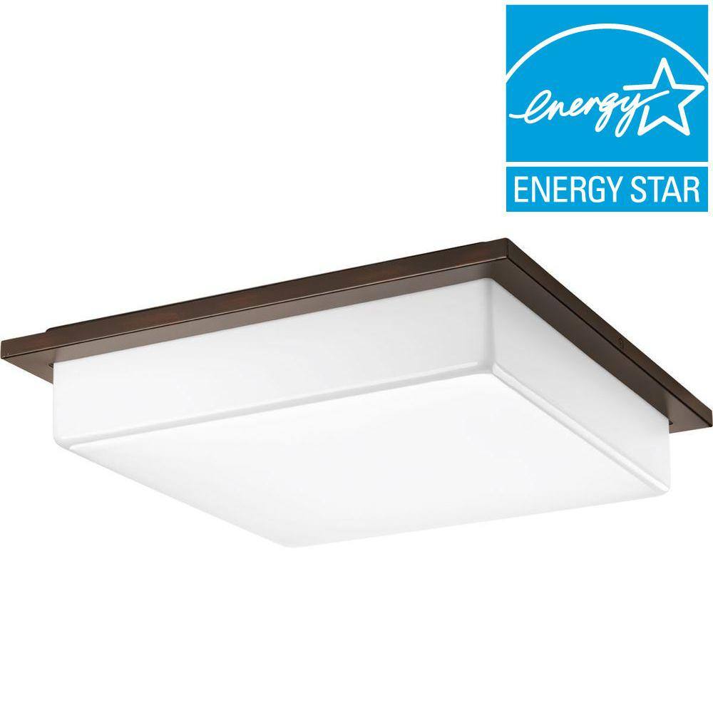 Progress Lighting 18 in. Transit Collection 3-Light Antique Bronze Integrated LED Flush Mount P3432-2030K9