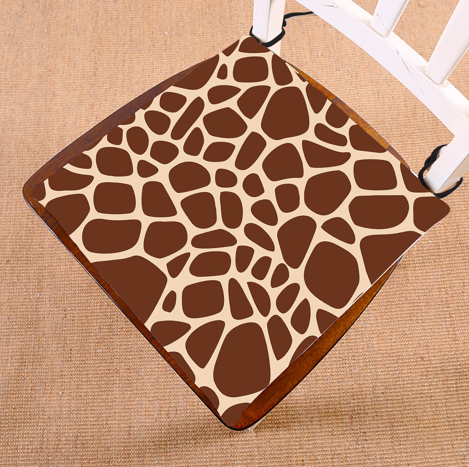 GCKG Giraffe Print Chair Pad Seat Cushion Chair Cushion Floor Cushion with Breathable Memory Inner Cushion and Ties Two Sides Printing 16x16 inches