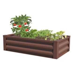 Greenes Fence 24 in. W x 48 in. L x 10 in. H Timber Brown Pre-Galvanized Powder-Coated Steel Raised Garden Bed Planter RCM10TB