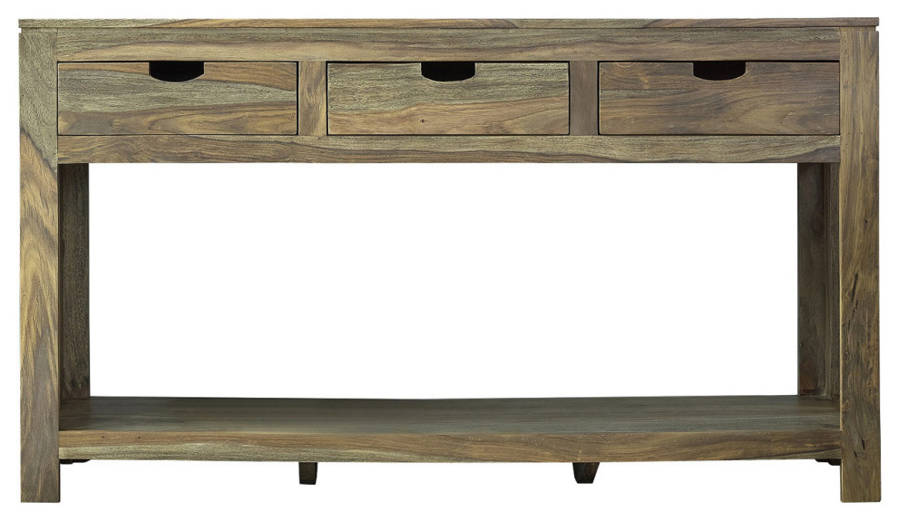 3 Drawer Storage Console Table  Natural Sheesham   Rustic   Console Tables   by Simple Relax  Houzz