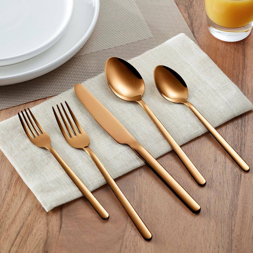 Home Decorators Collection Brenner 40-Piece Copper Finished Stainless Steel Flatware Set (Service for 8) KS6612-40P PVD