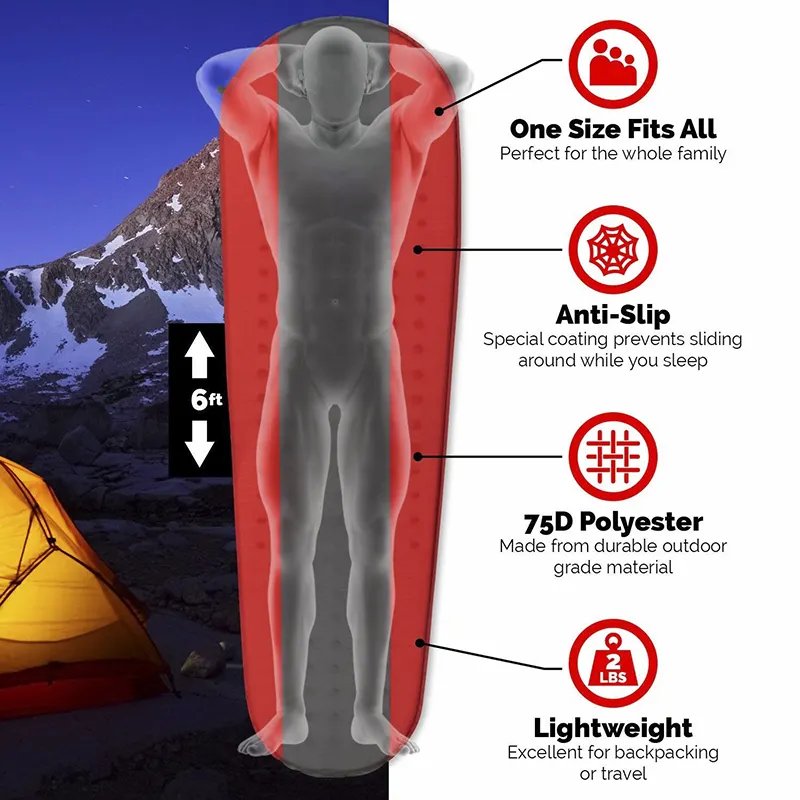 Inflating Camping Mat   Foam Sleeping Pad is 1.5 Inches Thick Perfect for Hiking  Backpacking  Travel