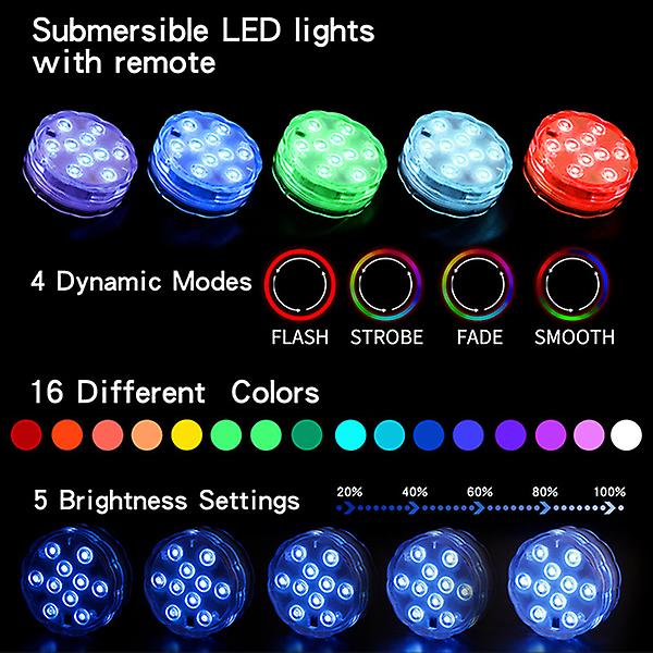 Swimming Pool Light Rgb Led Bulb Underwater Color Vase Decor Lights and Remote 30544