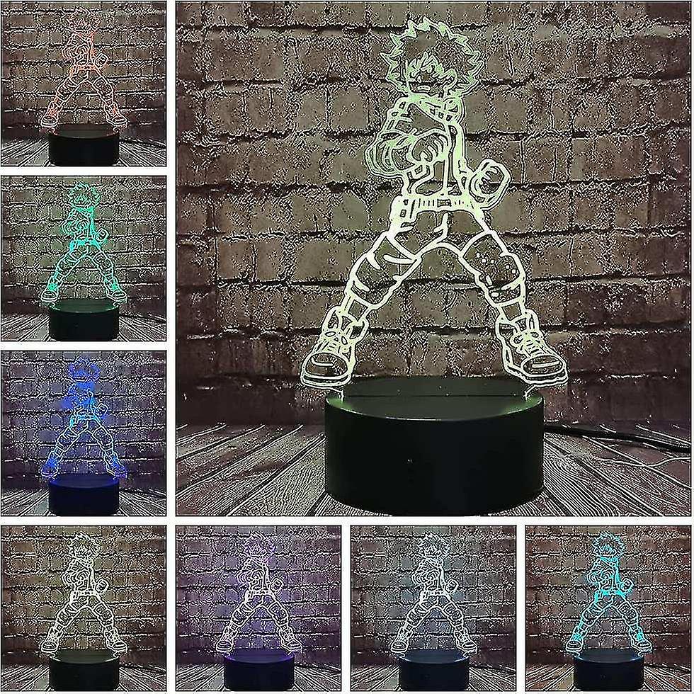 Deku Midoriya Izuku 3d Led Night Light Acrylic Visual Lamp 16 Color Table Lamp Children Safe Sleep M