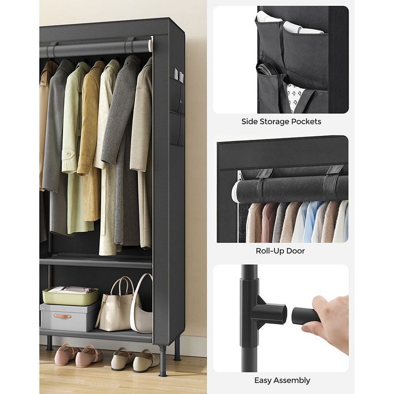 Portable Closet， Fabric Wardrobe Closet， Clothes Organizer With Hanging Rails