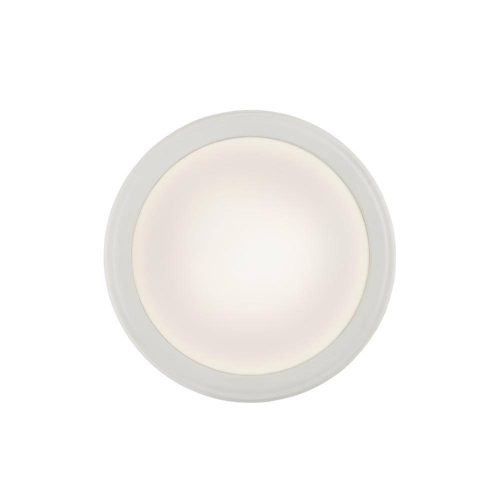 Broan-NuTone Roomside Series Decorative White 80 CFM Ceiling Bathroom Exhaust Fan with Round LED Panel and Beveled Frame ENERGY STAR AERN80LWH