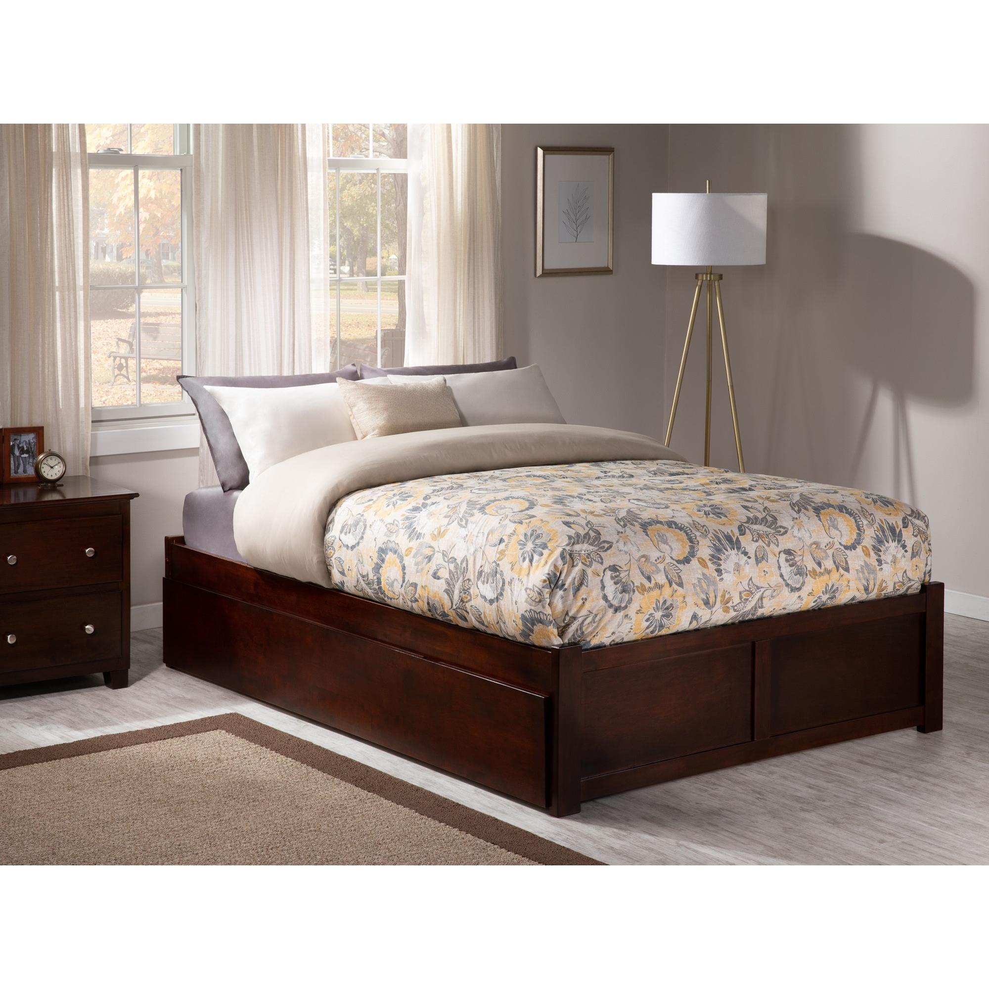 Concord Full Platform Bed with Flat Panel Foot Board and Twin Size Urban in Walnut