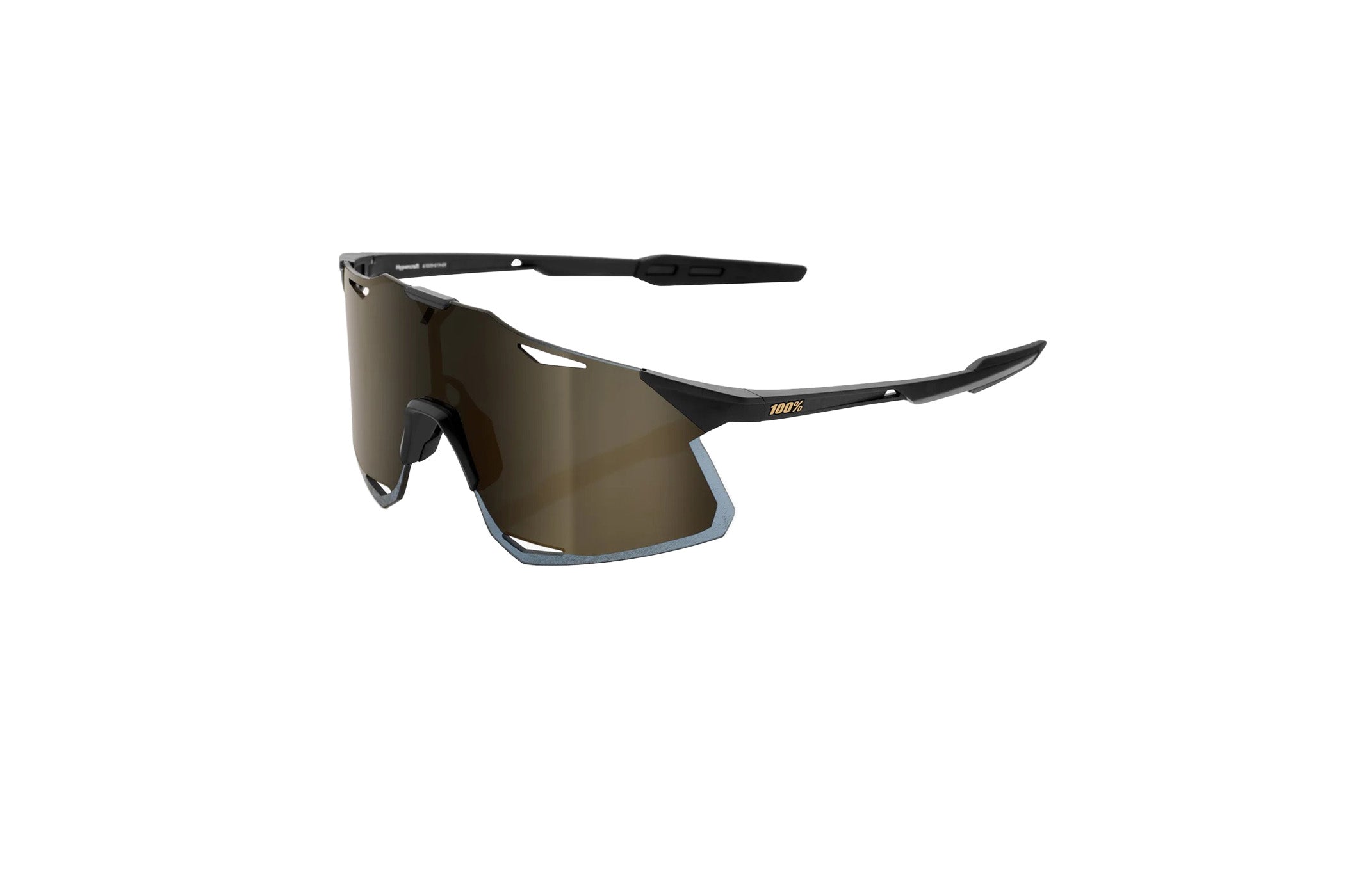 100% Hypercraft Sunglasses Matte Black w/ Gold Lens