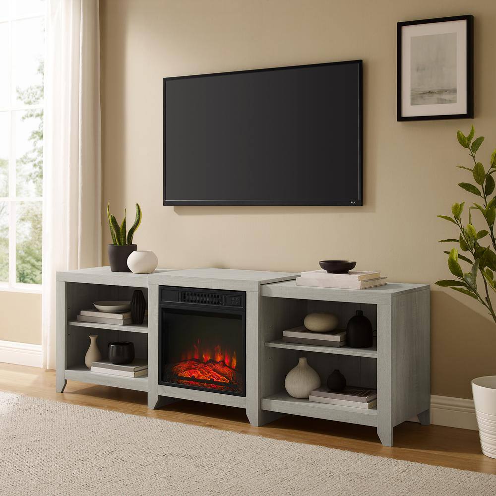 CROSLEY FURNITURE Ronin 69 in. Whitewash TV Stand Fits TV's up to 75 in. with Fireplace KF100969WW