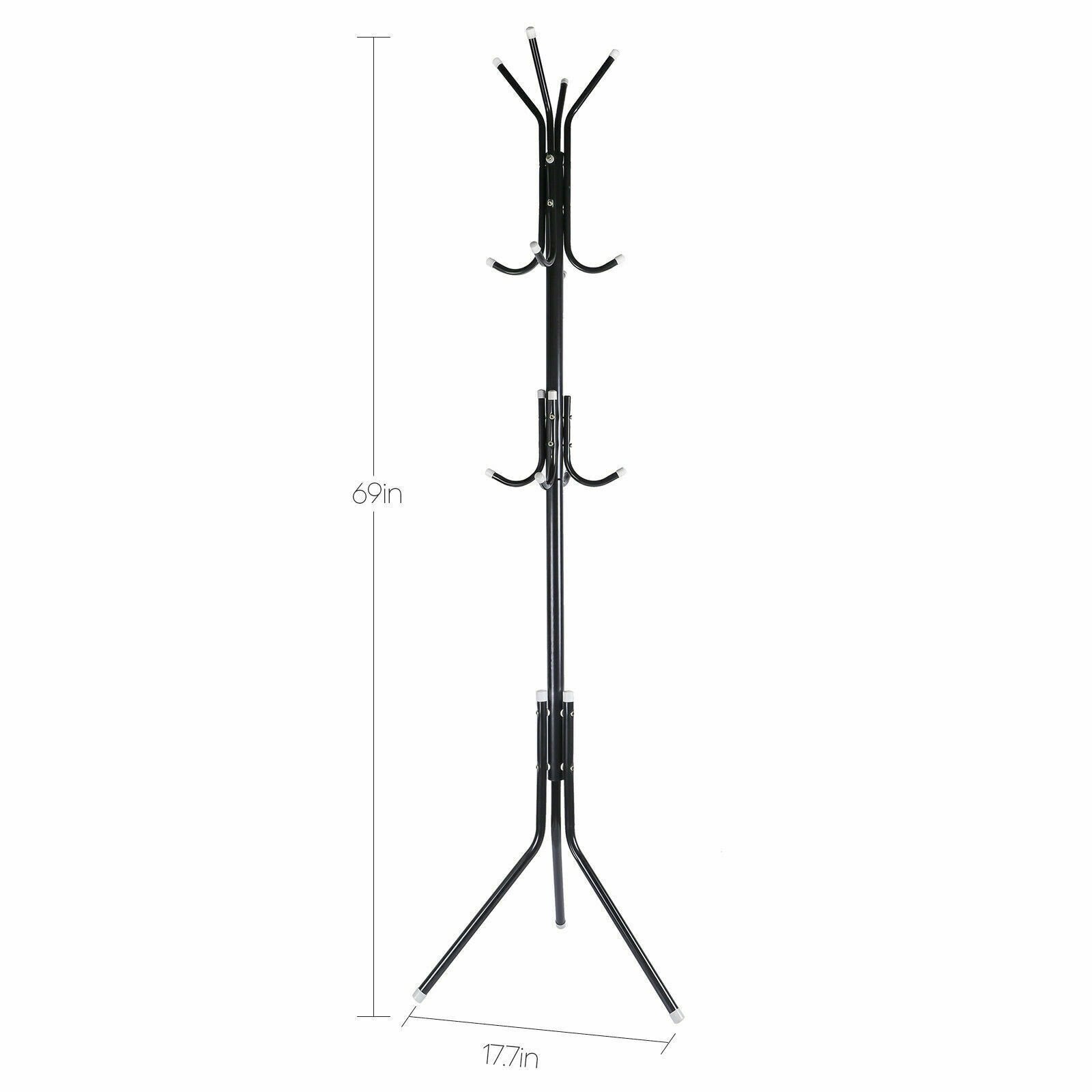 Mayin Coat Rack 12 Hook Hat Hanger， Freestanding Coat Rack Hat Hanger for Hanging Coat， Scarf， Bag， Jacket， Black