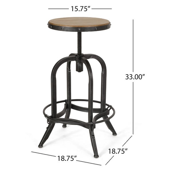 Farmdale Industrial Firwood Adjustable Height Swivel Barstools (Set of 2) by Christopher Knight Home