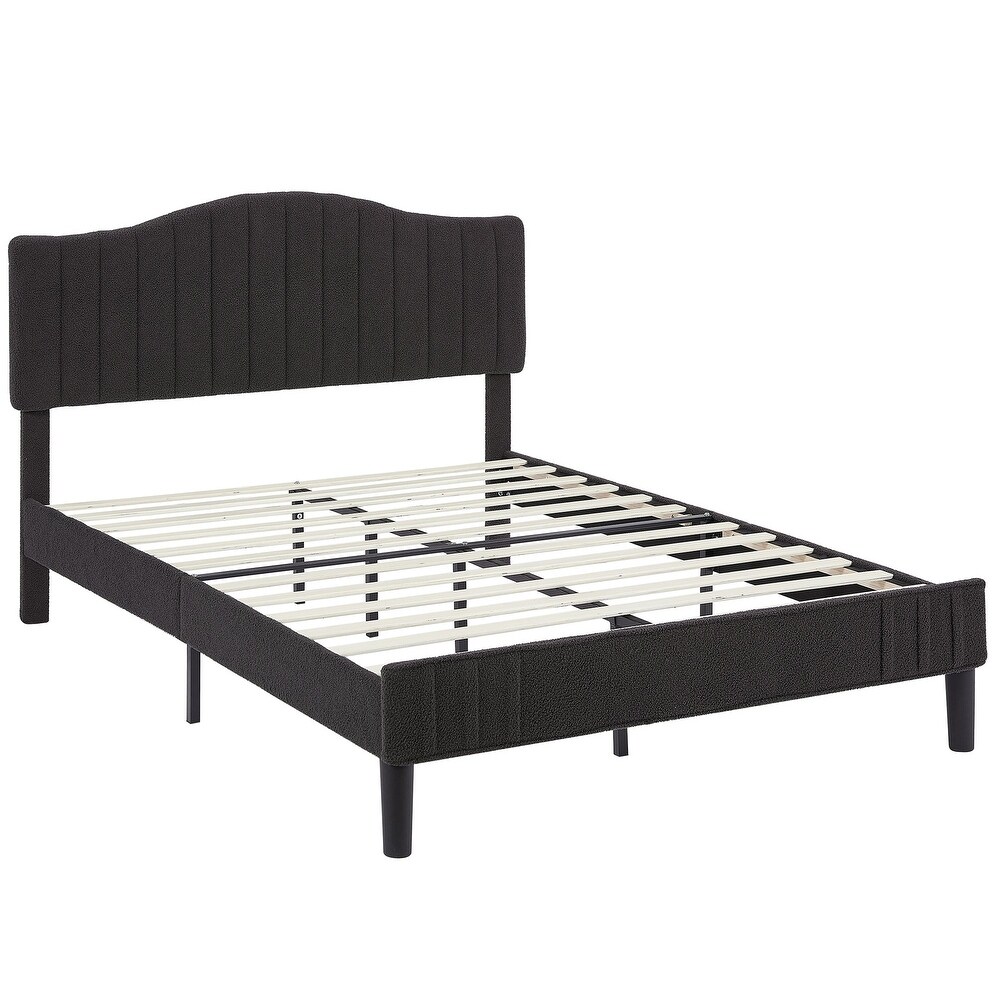 VECELO Height Adjustable Upholstered Bed Frame Wood Slat Twin Full Queen Size Bed