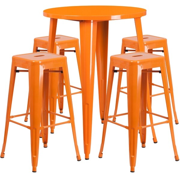 30-inch Indoor/ Outdoor 5-piece Round Metal Table and Stools Set