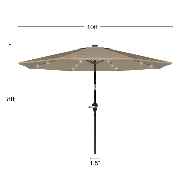 Nature Spring Tilting Patio Umbrella With Solar Led Lights 10 x27 Sand