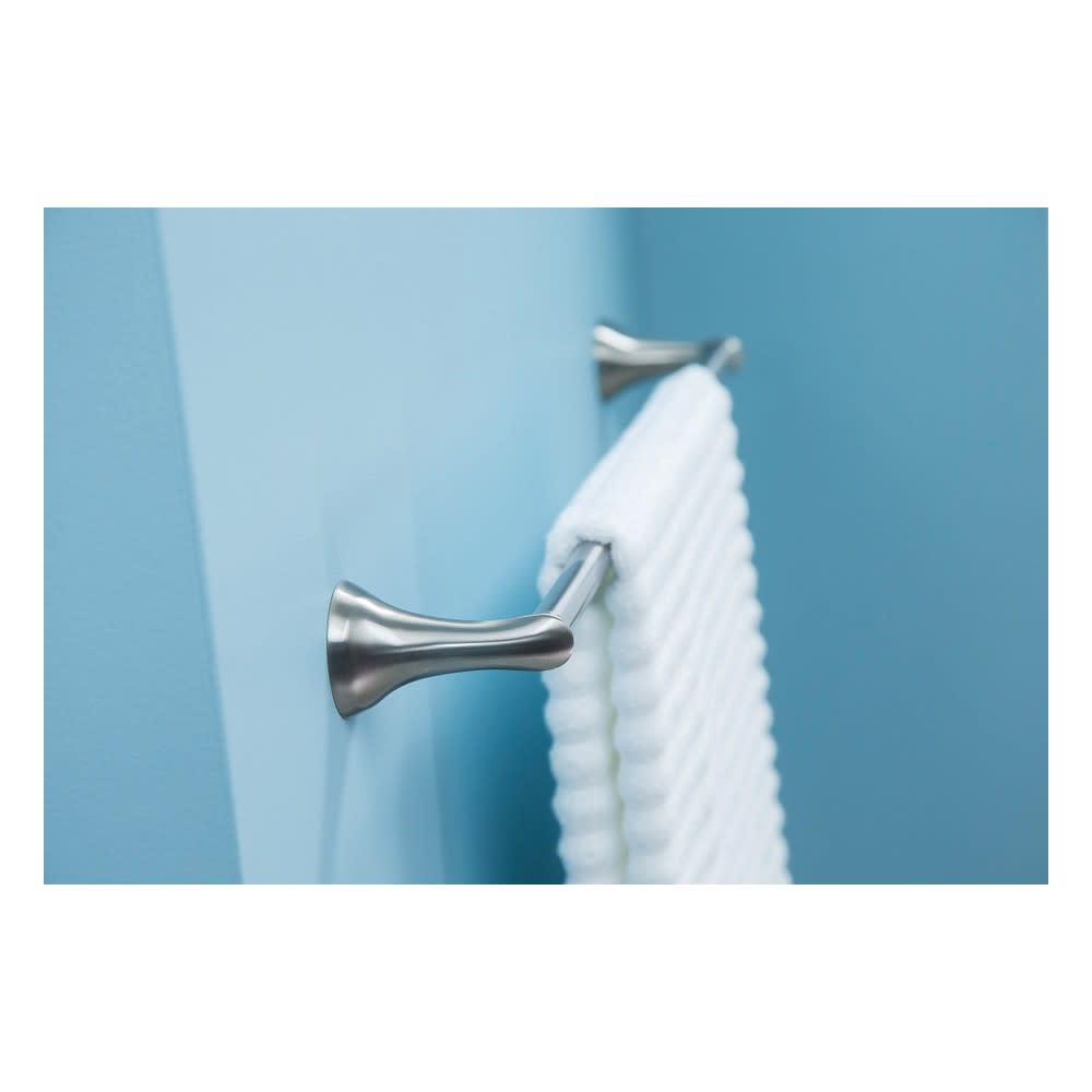 Moen Darcy Brushed Nickel 24 Towel Bar with Press and Mark Stamp ;