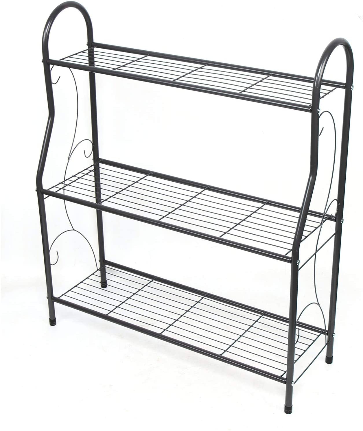 Oukaning Wrought Iron 3Tier Metal Plant Stand Flower Pot Rack Holder Indoor/Outdoor Shelf