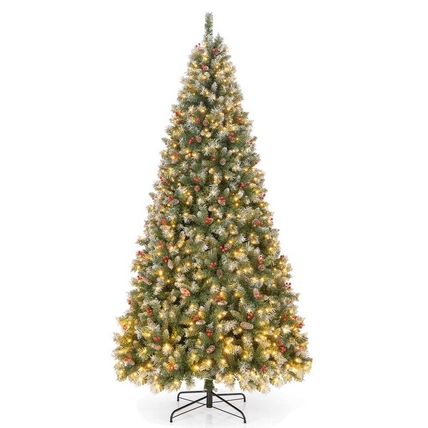 Holiday Hinged Christmas Tree with PVC Branch Tips，Warm White LED Lights