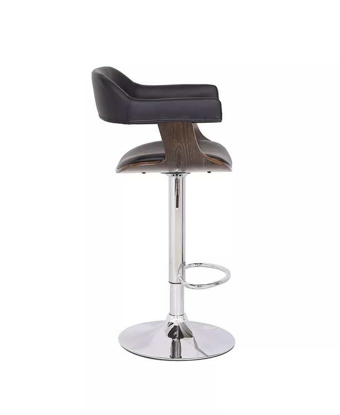 Ac Pacific Contemporary Swivel Adjustable Barstool with Padded Armrests