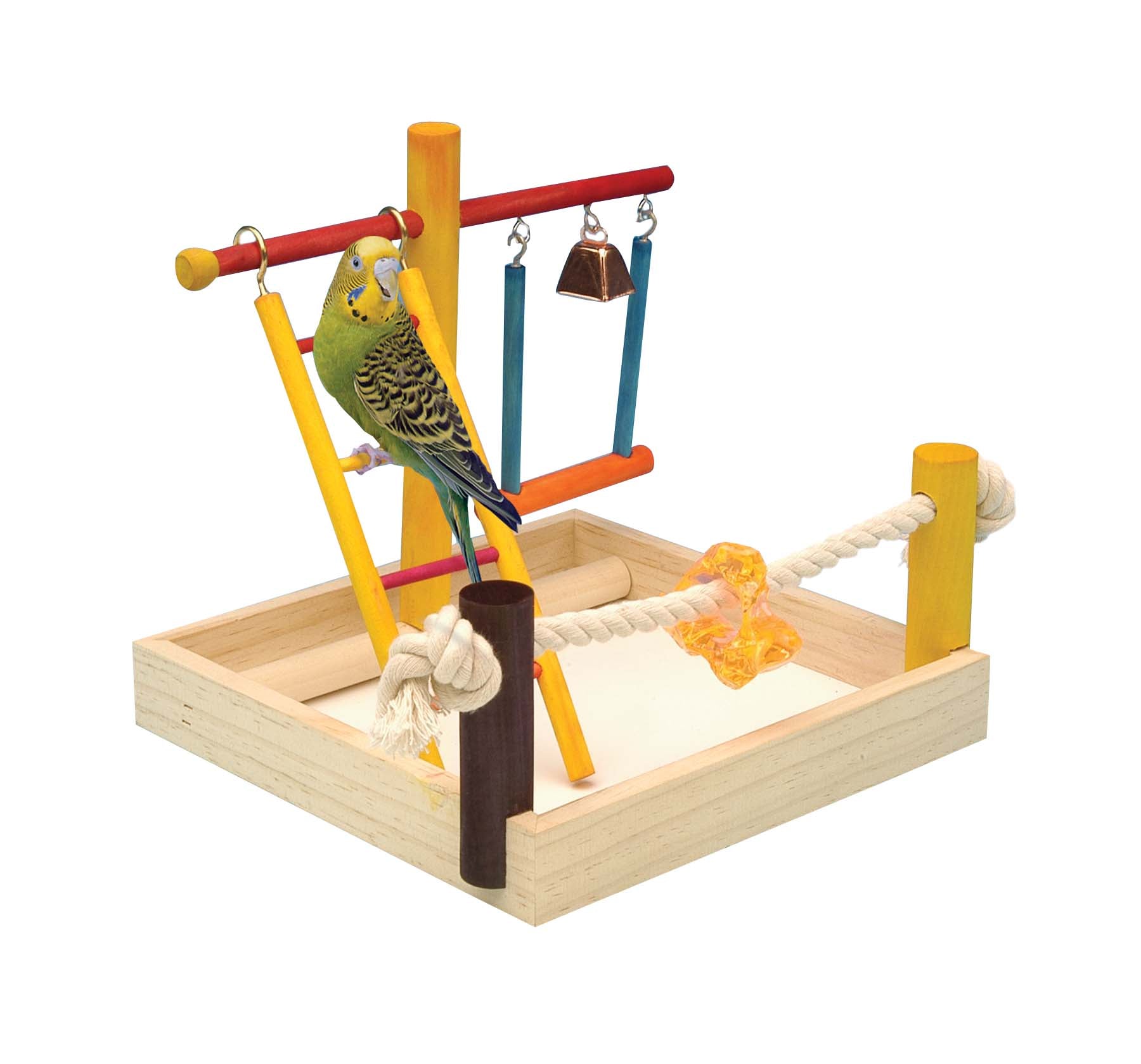 PENN-PLAX Bird Life Wooden Playpen – Perfect for Small Breeds - Keep Your Parakeets， Lovebirds， and Parrotlets Entertained and Stimulated – Small