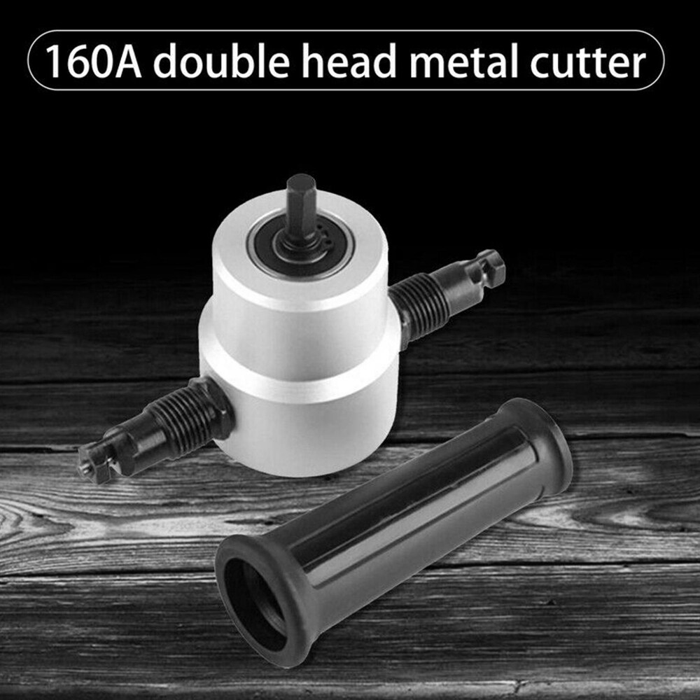 Dual Head Sheet Metal Cutting Nibbler Hole Saw Cutter Electric Drill Attachment