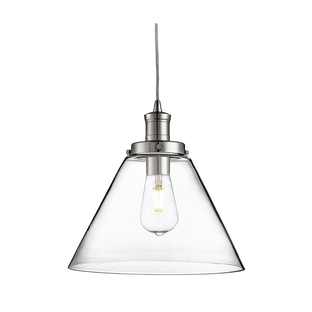 Searchlight 3228CC Pyramid Polished Chrome 1 Lamp Vintage Pendant Light with Clear Glass Shade