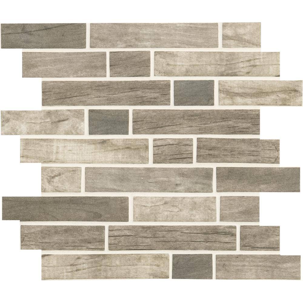 MSI Drfitwood Interlocking 11.63 in. x 13.63 in. Matte Glass Wood Look Floor and Wall Tile (14.55 sq. ft.Case) GLSIL-DRIFT6MM