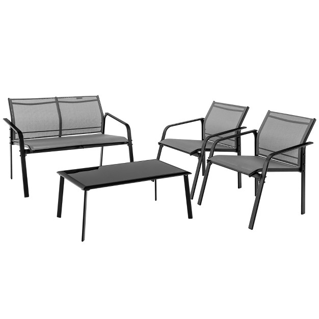 Tangkula 4pcs Patio Conversation Futniture Set W Fabric And Anti rust Steel Frame