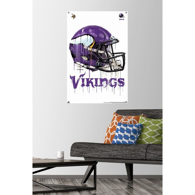 Trends International Nfl Minnesota Vikings Drip Helmet 20 Unframed Wall Poster Prints