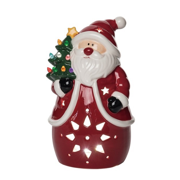 Transpac Ceramic 9 5 In Red Christmas Light Up Santa Tree