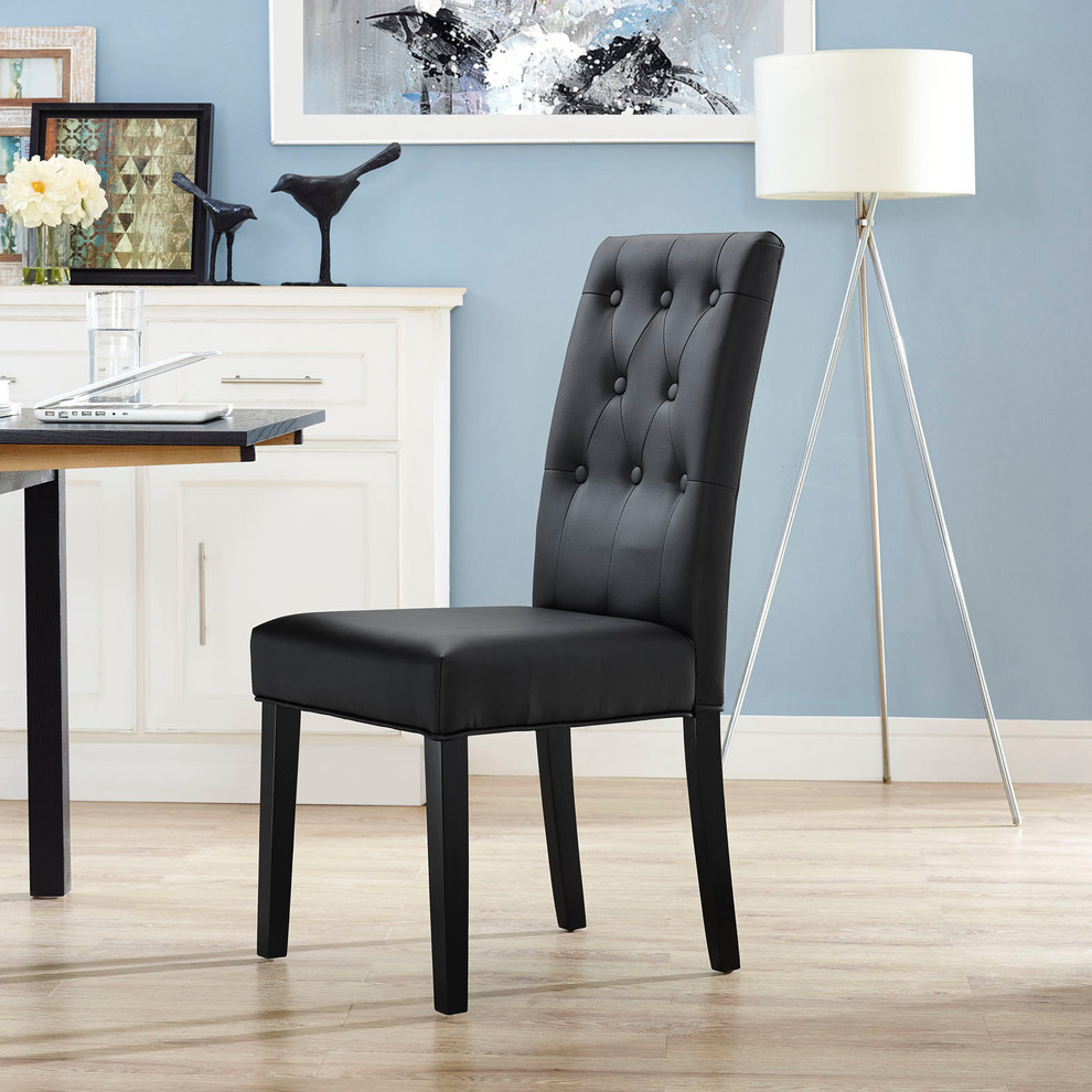 Confer Dining Vinyl Side Chair  Black   Transitional   Dining Chairs   by Simple Relax  Houzz