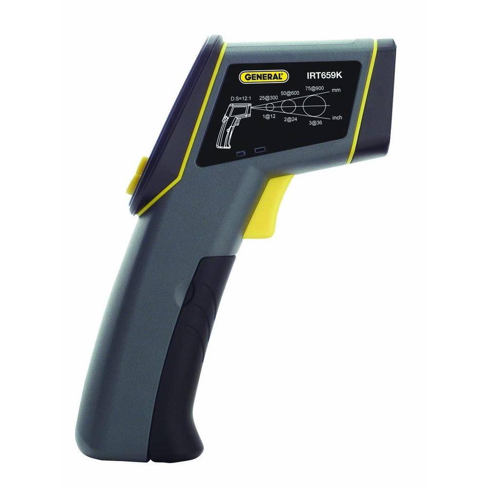 General Tools Industrial IR Thermometer with K Probe and Adjustable Emissivity IRT659K