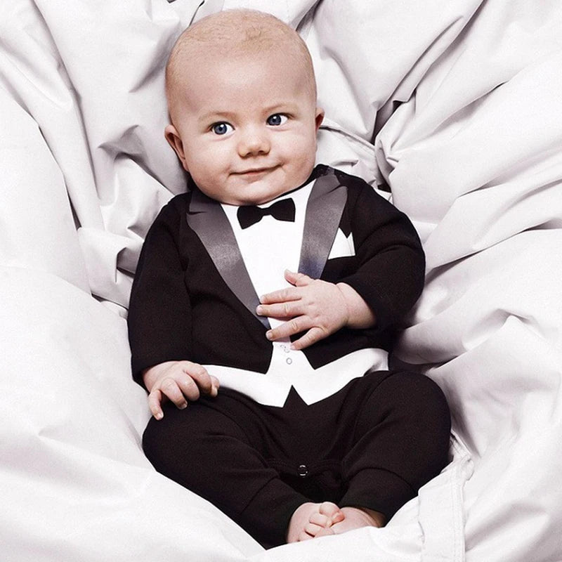 Baby Boy Clothes Spring Autumn Cotton Formal Romper Gentleman Outfit Newborn One-Piece Clothing Handsome Jumpsuit Party Suit