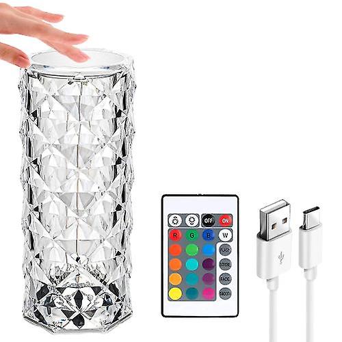 Crystal 16 Colours Changing  Rose Diamond Touch Lamp