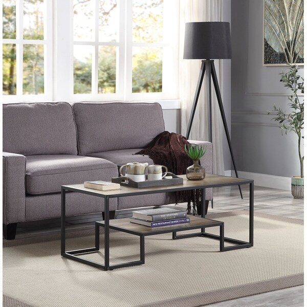 ACME Idella Coffee Table in Rustic Oak and Black Finish