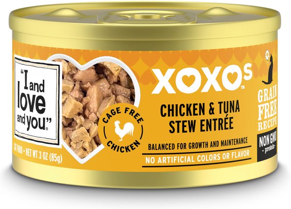 I and Love and You XOXO Chicken and Tuna Pate Grain-Free Canned Cat Food， 3-oz can， case of 24