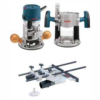 Bosch 12 Amp 2-14 HP Plunge and Fixed Base Corded Router Kit with Bonus Guide Dust Extraction Hood and Adapter 1617EVSPKRA1054