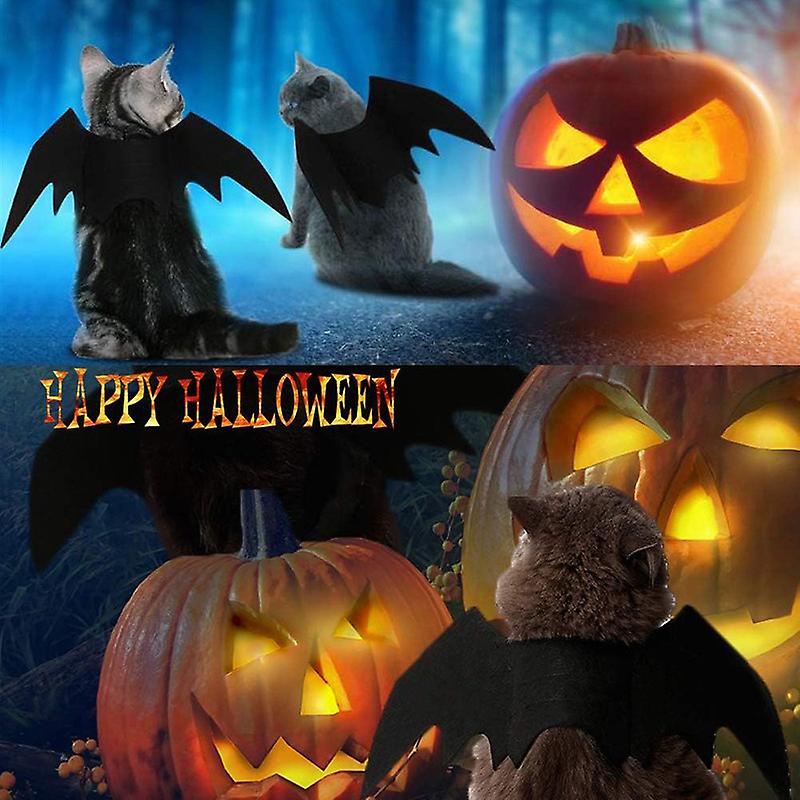 2Pcs Halloween Pet Cat Costume Bat Wings for Small Dogs and Cats Cosplay