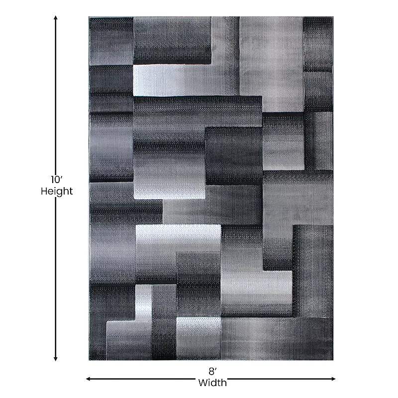 Masada Rugs Masada Rugs Trendz Collection 8'x10' Modern Contemporary Area Rug in Black， White and Gray-Design Trz861