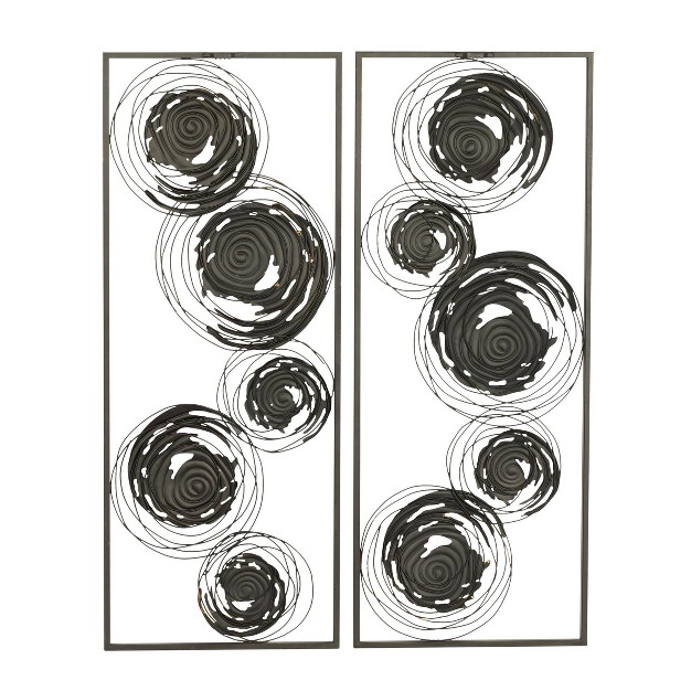 Set Of 2 Metal Abstract Wall Decors Black Olivia amp May